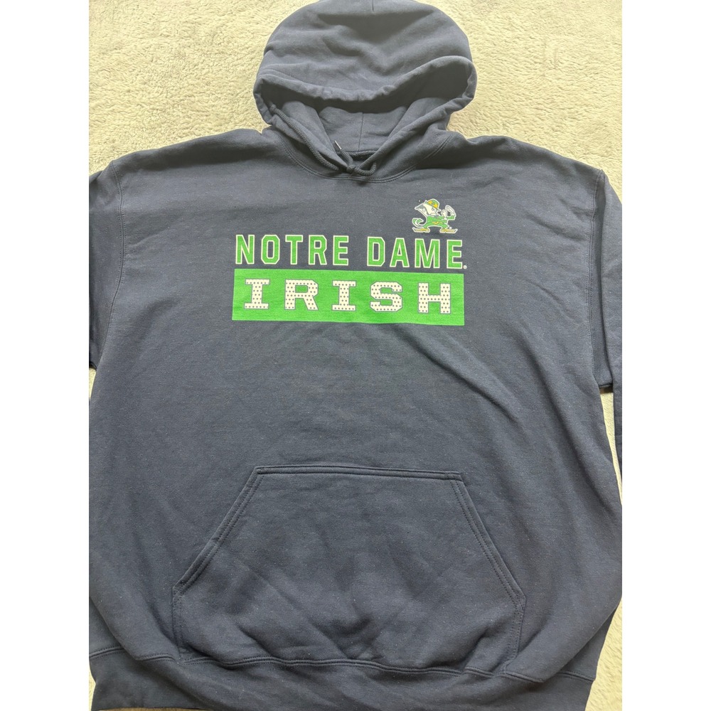 NCAA Notre Dame Fighting‎ Irish Mens Navy Blue Hooded Sweatshirt XL New
